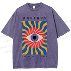Unisex Bauhaus Geometric Eyes Printed Washed Tee