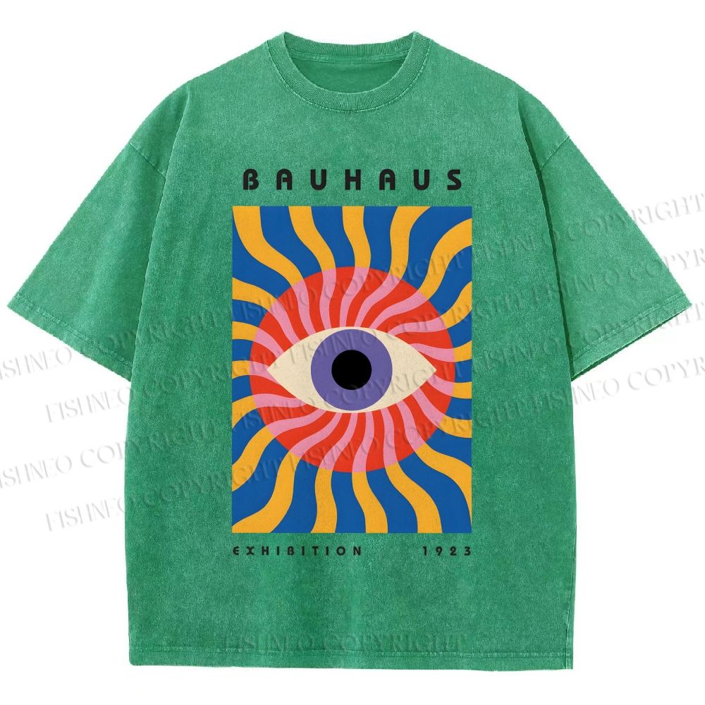 Unisex Bauhaus Geometric Eyes Printed Washed Tee
