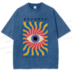 Unisex Bauhaus Geometric Eyes Printed Washed Tee