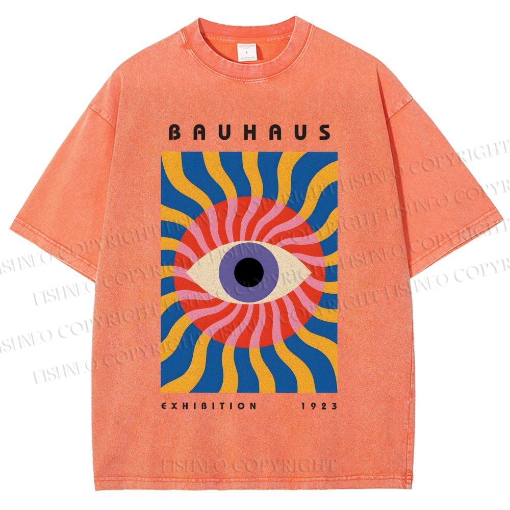Unisex Bauhaus Geometric Eyes Printed Washed Tee