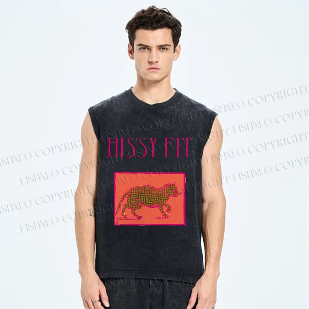 Unisex Hissy Fit Printed Washed Tank Top