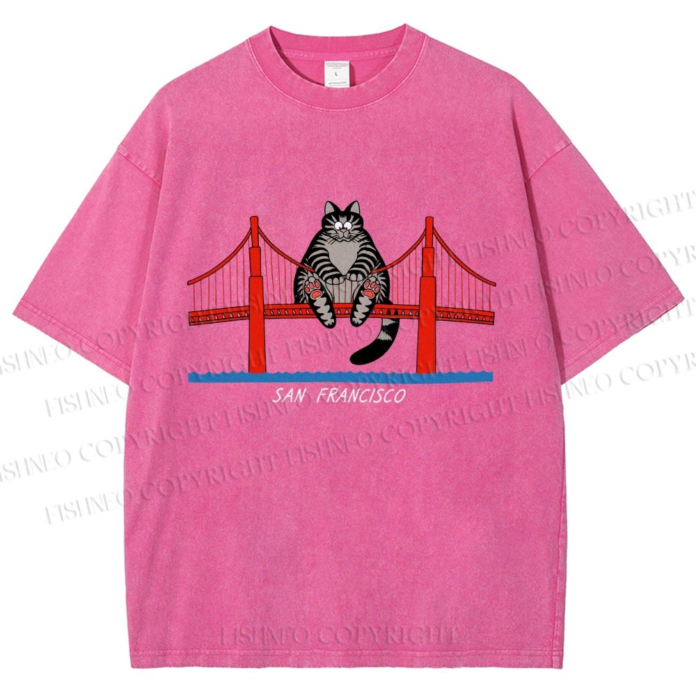 Unisex Project Hail Mary San Francisco Cat Printed Washed Tee