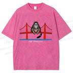 Unisex Project Hail Mary San Francisco Cat Printed Washed Tee