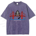 Unisex Project Hail Mary San Francisco Cat Printed Washed Tee
