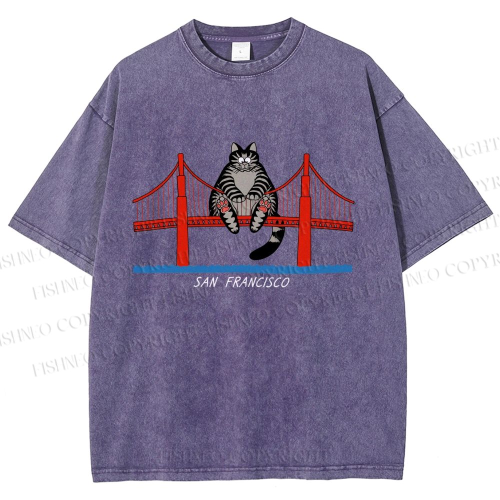 Unisex Project Hail Mary San Francisco Cat Printed Washed Tee