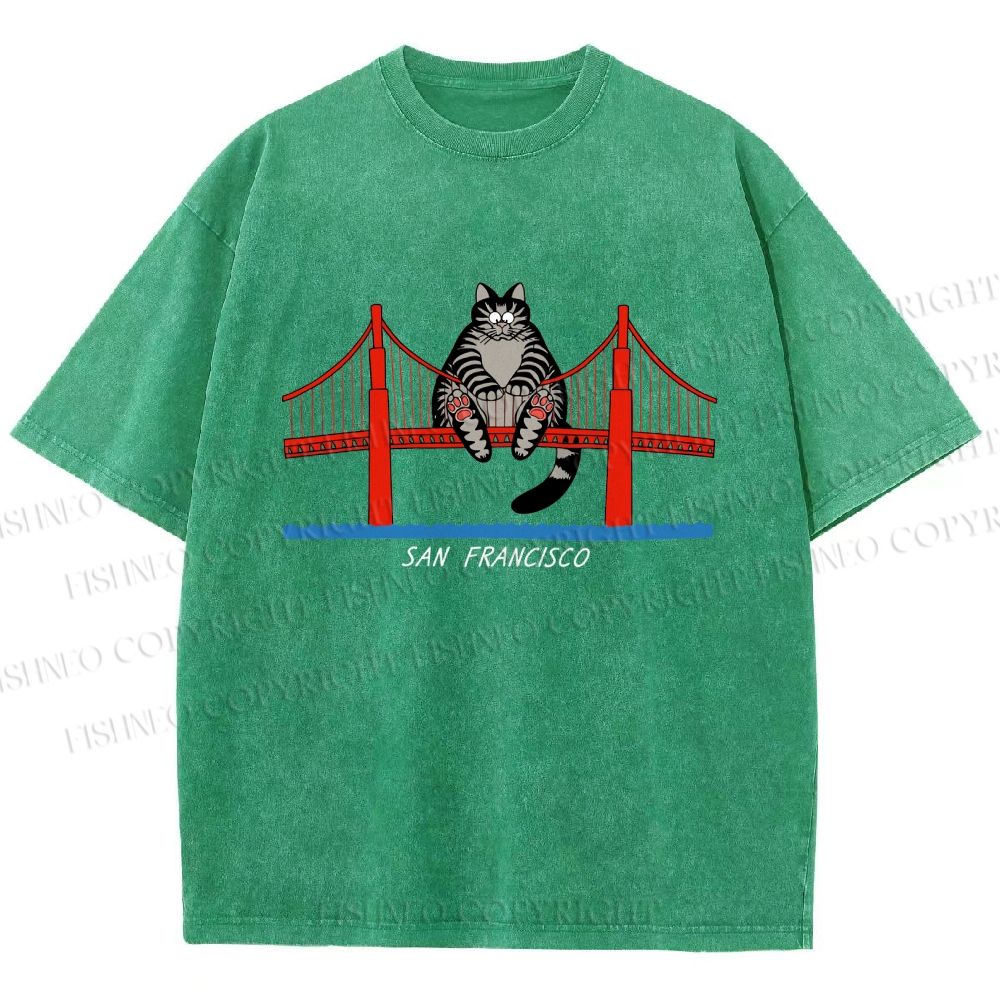 Unisex Project Hail Mary San Francisco Cat Printed Washed Tee