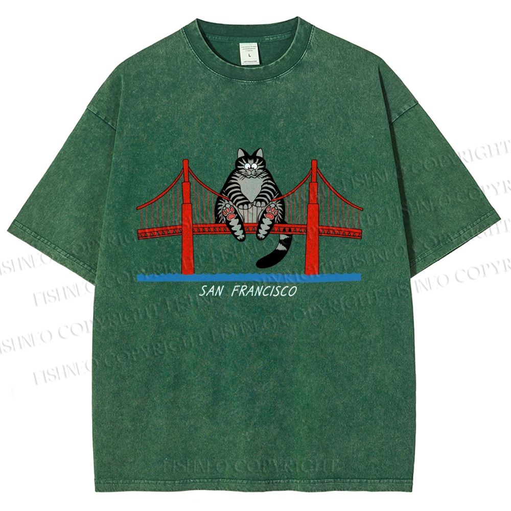 Unisex Project Hail Mary San Francisco Cat Printed Washed Tee
