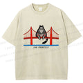 Unisex Project Hail Mary San Francisco Cat Printed Washed Tee