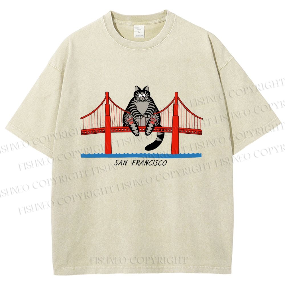 Unisex Project Hail Mary San Francisco Cat Printed Washed Tee
