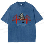 Unisex Project Hail Mary San Francisco Cat Printed Washed Tee