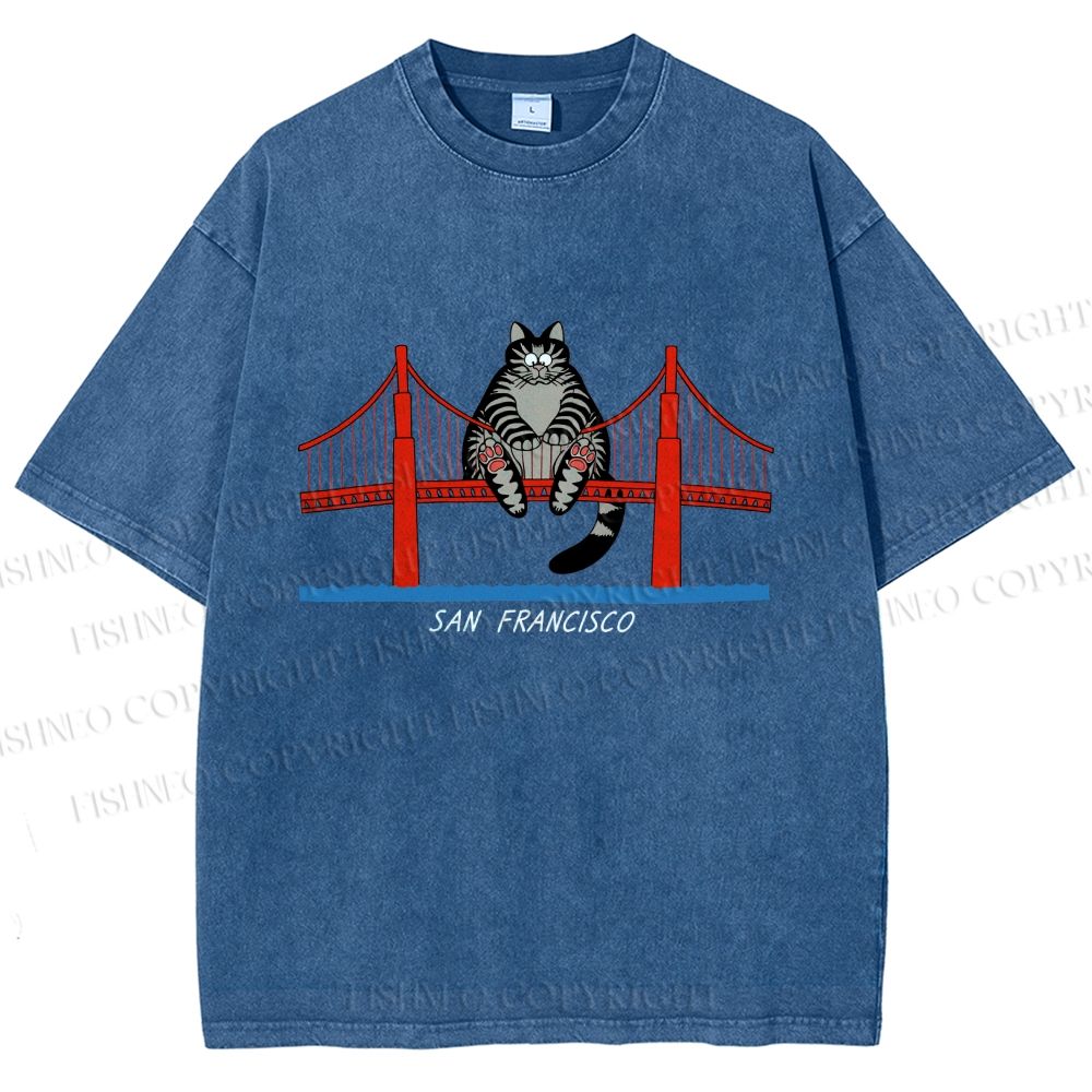 Unisex Project Hail Mary San Francisco Cat Printed Washed Tee