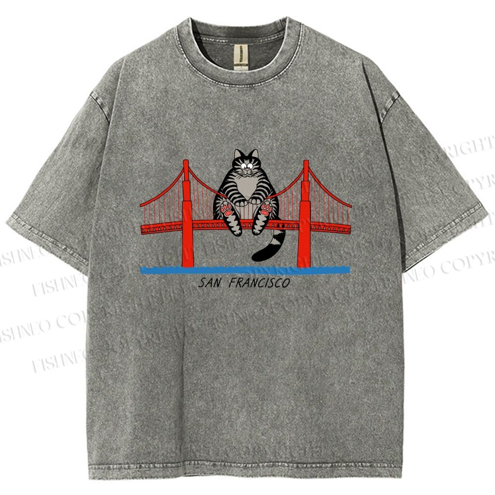 Unisex Project Hail Mary San Francisco Cat Printed Washed Tee