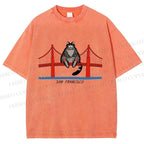 Unisex Project Hail Mary San Francisco Cat Printed Washed Tee
