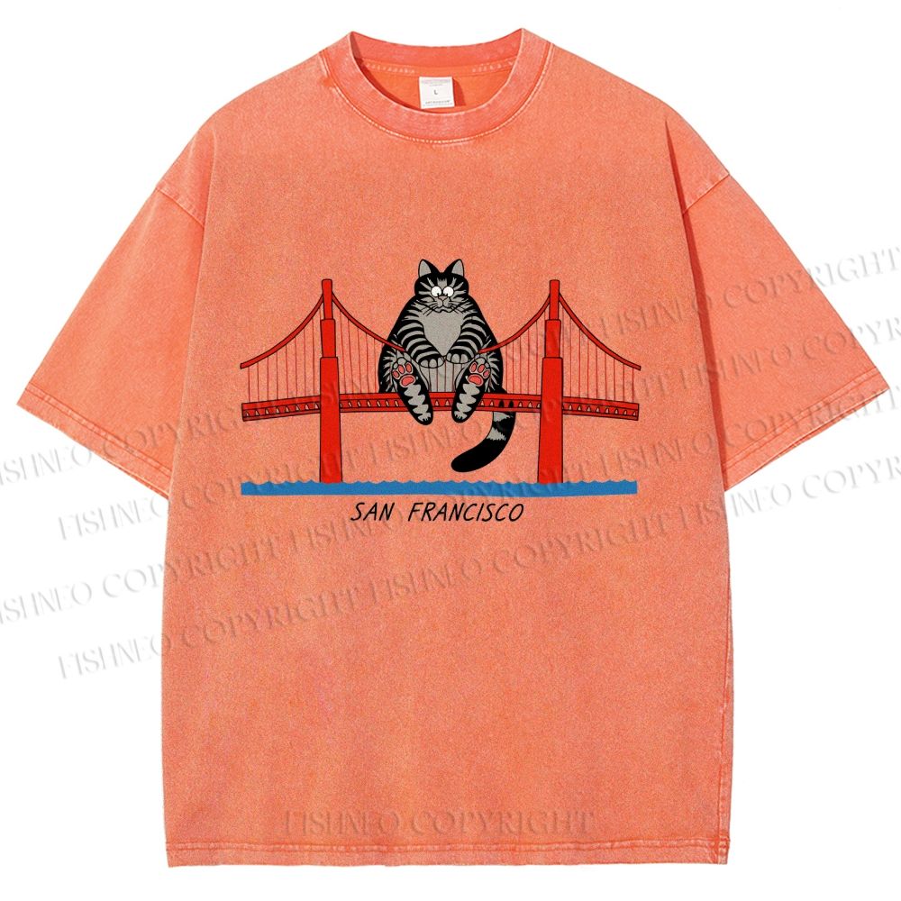 Unisex Project Hail Mary San Francisco Cat Printed Washed Tee