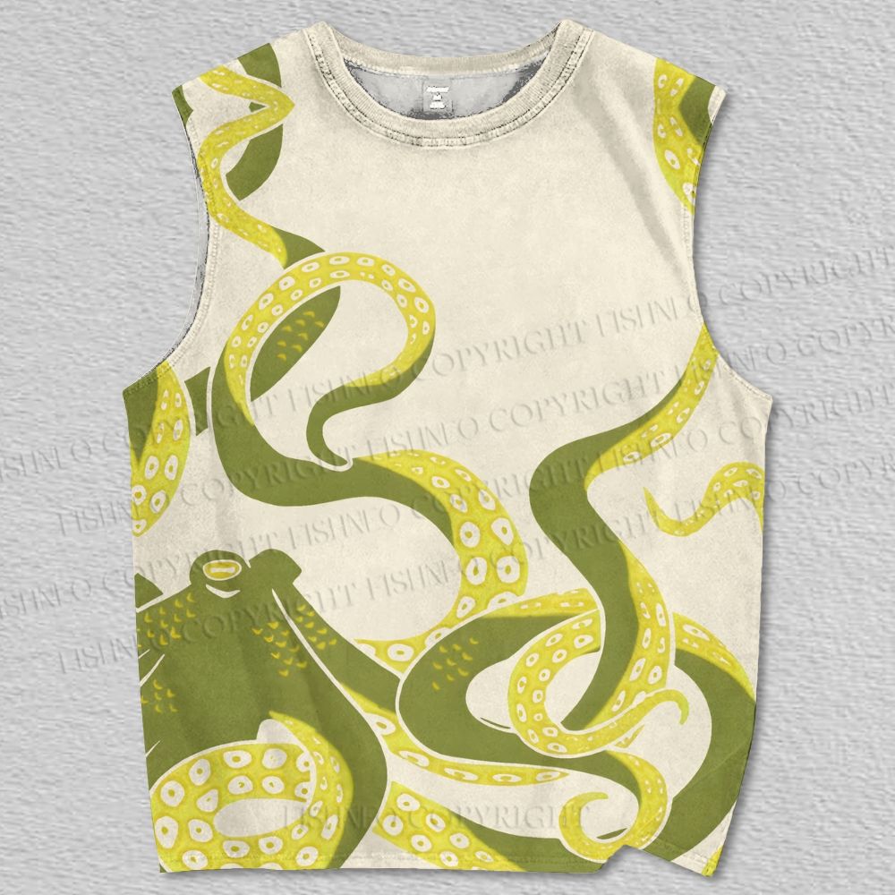 Unisex Octopus Printed Tank Top