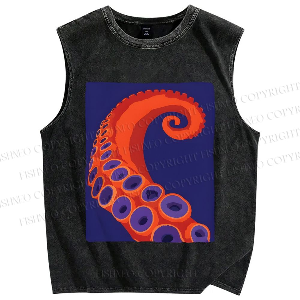Unisex Octopus Tentacle Printed Washed Tank Top