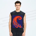 Unisex Octopus Tentacle Printed Washed Tank Top