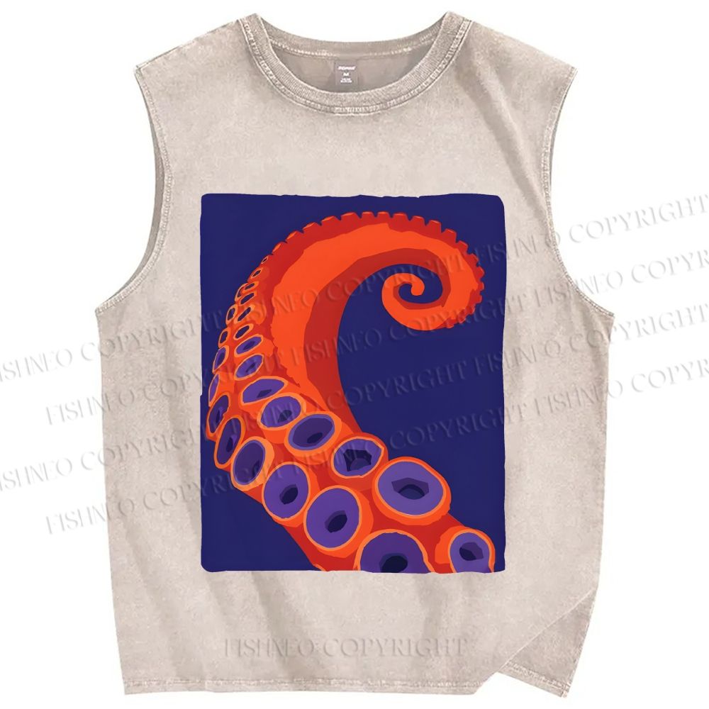 Unisex Octopus Tentacle Printed Washed Tank Top