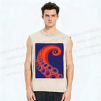 Unisex Octopus Tentacle Printed Washed Tank Top