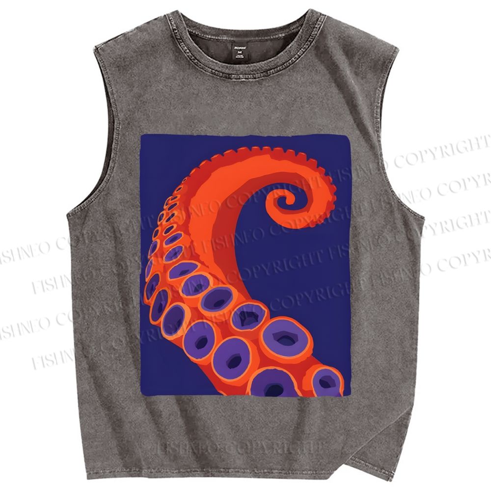 Unisex Octopus Tentacle Printed Washed Tank Top