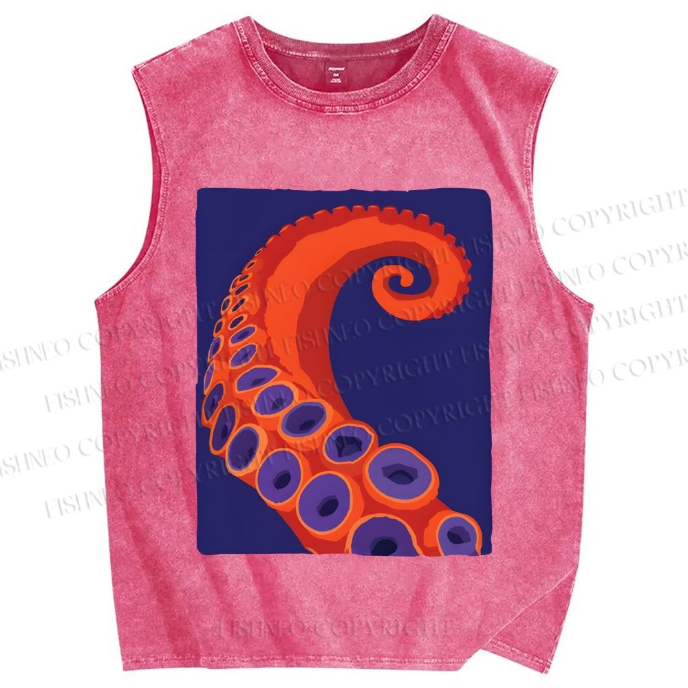 Unisex Octopus Tentacle Printed Washed Tank Top