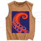 Unisex Octopus Tentacle Printed Washed Tank Top