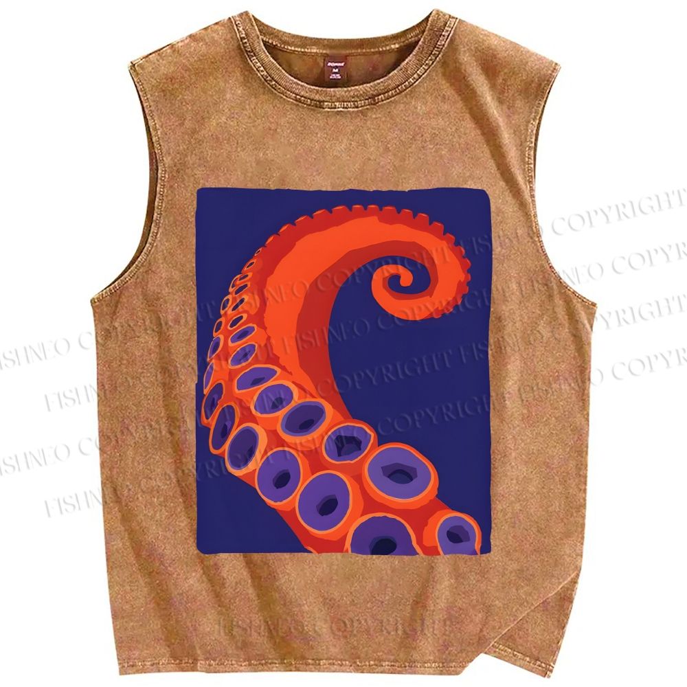 Unisex Octopus Tentacle Printed Washed Tank Top
