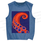 Unisex Octopus Tentacle Printed Washed Tank Top