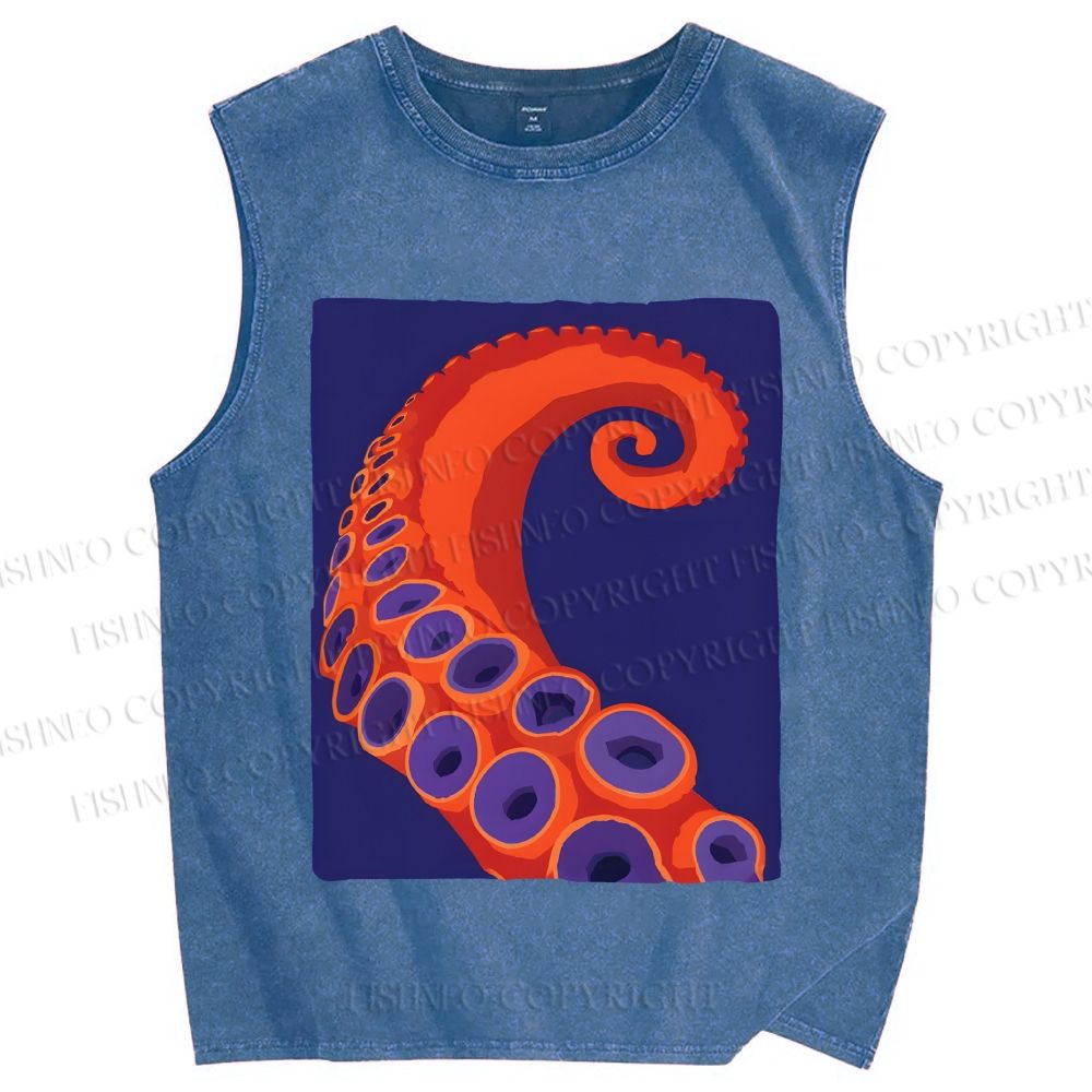 Unisex Octopus Tentacle Printed Washed Tank Top
