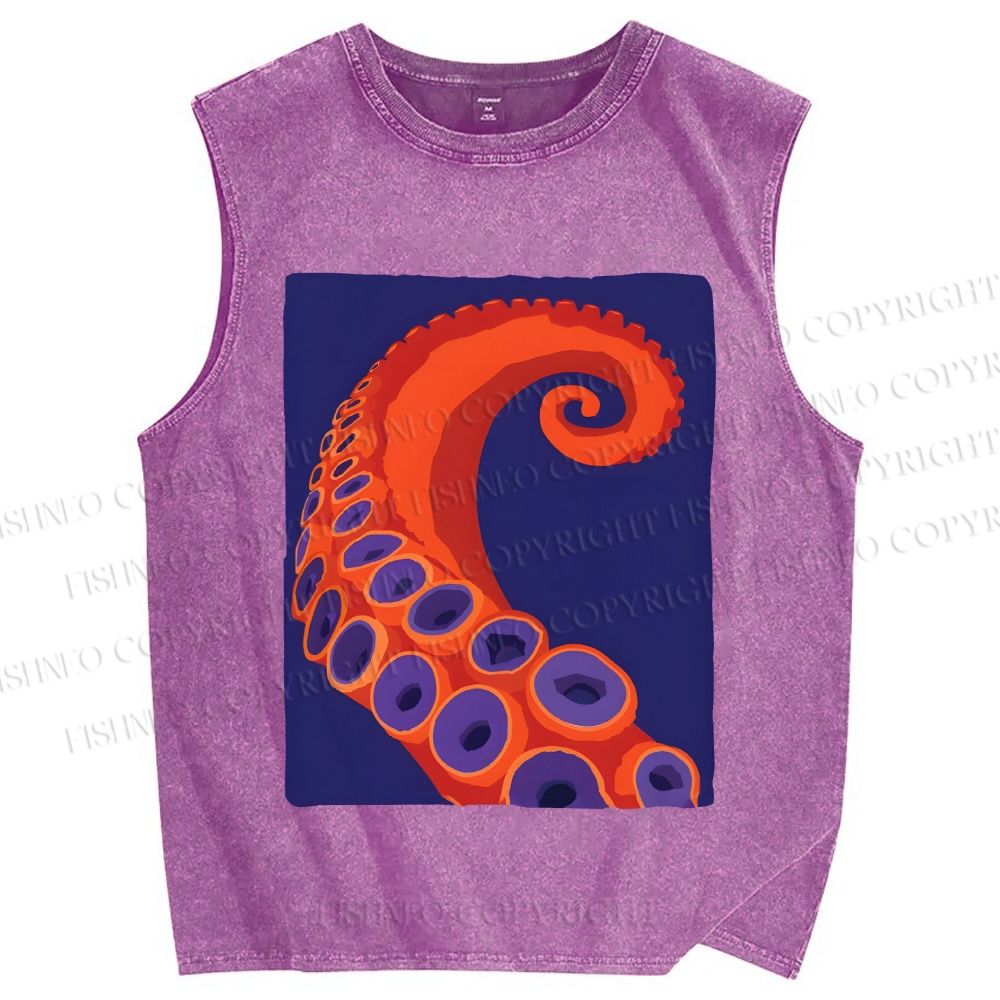 Unisex Octopus Tentacle Printed Washed Tank Top