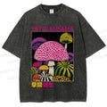 Unisex Yayoi Kusama Mushroom Printed Washed Tee