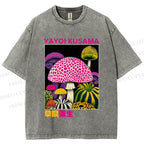 Unisex Yayoi Kusama Mushroom Printed Washed Tee