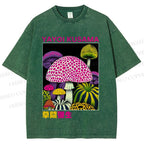 Unisex Yayoi Kusama Mushroom Printed Washed Tee