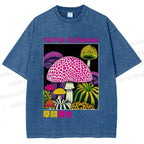 Unisex Yayoi Kusama Mushroom Printed Washed Tee