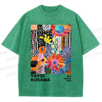 Unisex Yayoi Kusama Flowers Printed Washed Tee