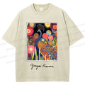 Unisex Yayoi Kusama Peacock Printed Washed Tee