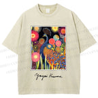 Unisex Yayoi Kusama Peacock Printed Washed Tee