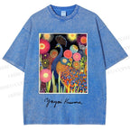 Unisex Yayoi Kusama Peacock Printed Washed Tee