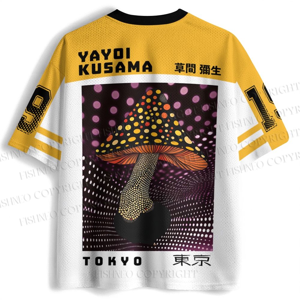 Yayoi Kusama Colorful Mushroom Printed Jersey Shirts