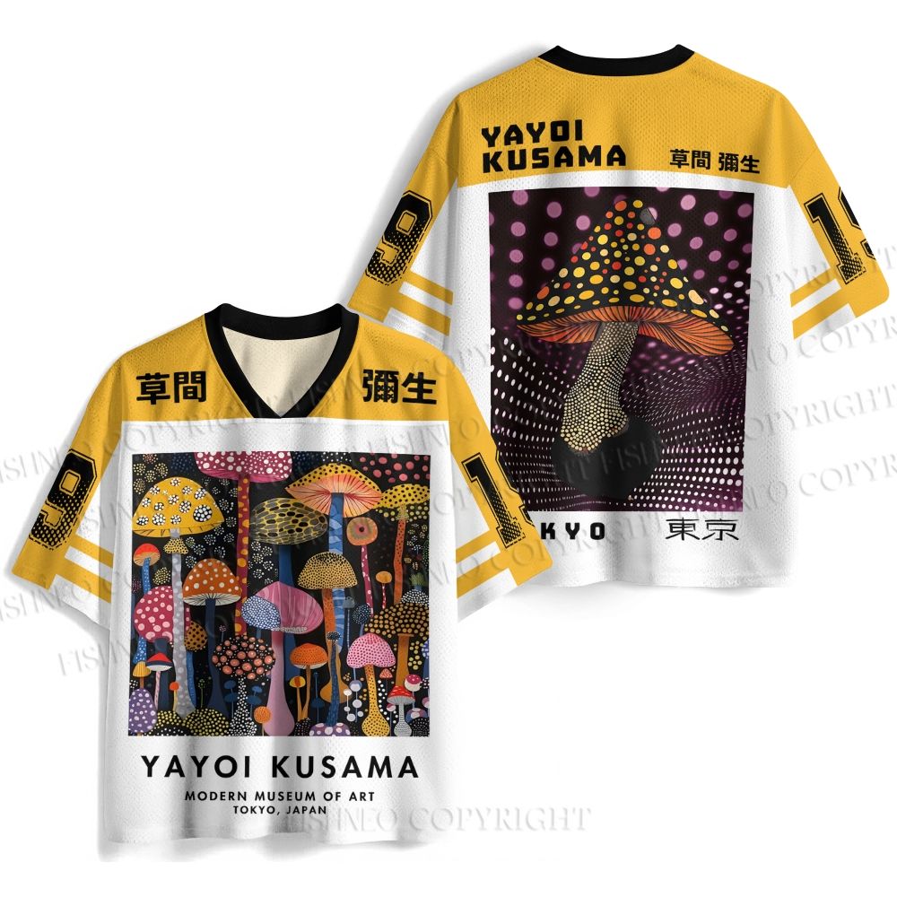 Yayoi Kusama Colorful Mushroom Printed Jersey Shirts