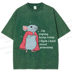 Unisex Mood Poisoning Stay Home Mouse Printed Washed Tee