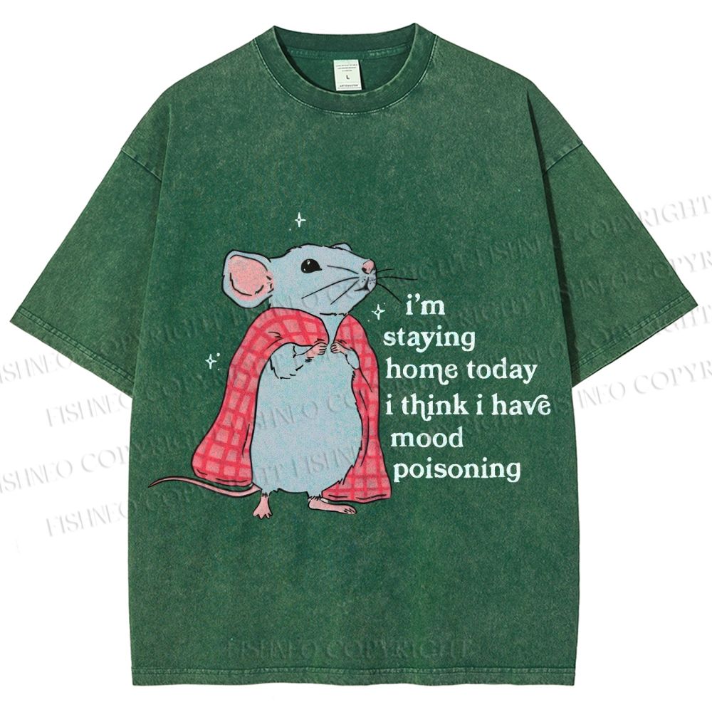 Unisex Mood Poisoning Stay Home Mouse Printed Washed Tee