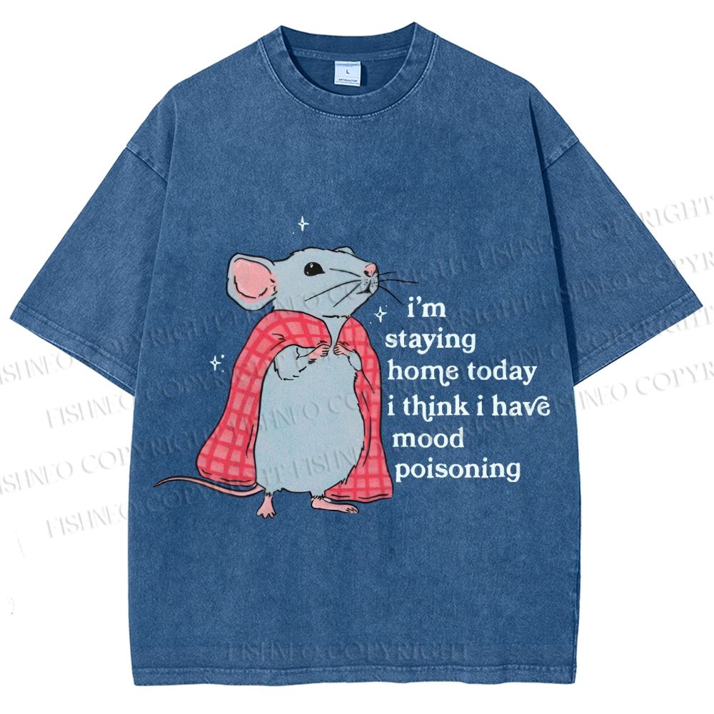 Unisex Mood Poisoning Stay Home Mouse Printed Washed Tee