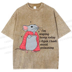 Unisex Mood Poisoning Stay Home Mouse Printed Washed Tee