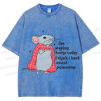 Unisex Mood Poisoning Stay Home Mouse Printed Washed Tee