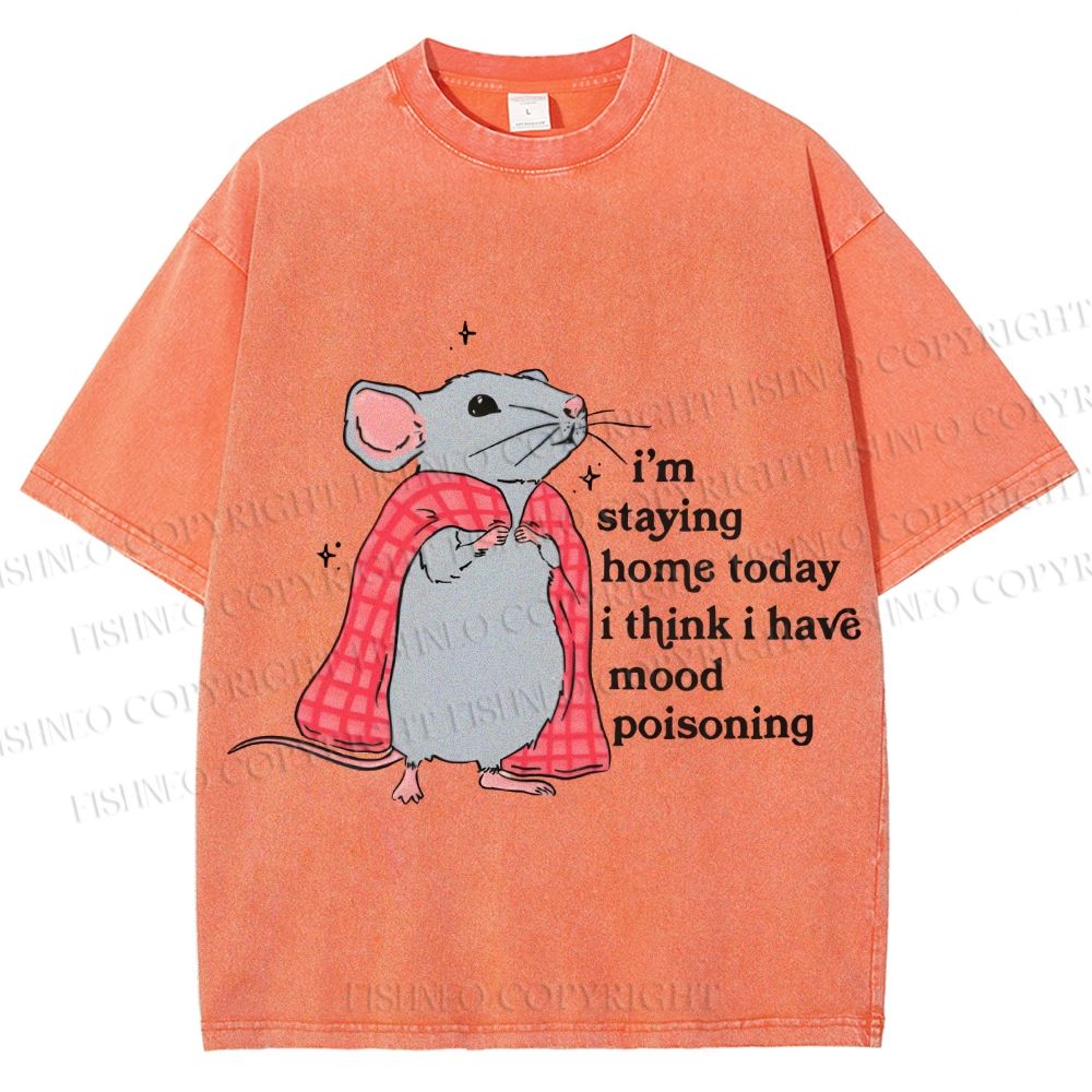 Unisex Mood Poisoning Stay Home Mouse Printed Washed Tee