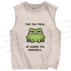 Unisex Frog Judges You Meme Printed Washed Tank Top