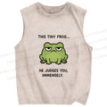 Unisex Frog Judges You Meme Printed Washed Tank Top
