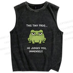 Unisex Frog Judges You Meme Printed Washed Tank Top