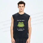 Unisex Frog Judges You Meme Printed Washed Tank Top